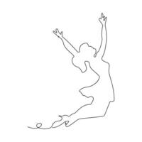 Danching ballerina continuous single line drawing and one line minimalist dancer outline vector art illustration