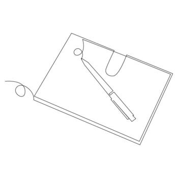 Education Pen continuous single line outline vector art drawing and simple one line minimalist design