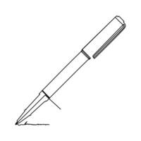 Education Pen continuous single line outline vector art drawing and simple one line minimalist design