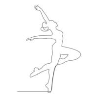 Danching ballerina continuous single line drawing and one line minimalist dancer outline vector art illustration