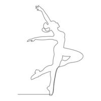 Danching ballerina continuous single line drawing and one line minimalist dancer outline vector art illustration