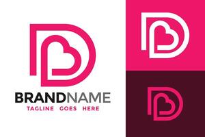 Letter Db or Bd Heart Love Logo Design Vector Template