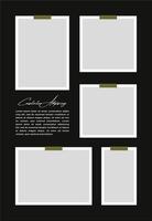 Pictures or photos frame collage. comics page grid layout abstract photo frames and digital photo wall template vector