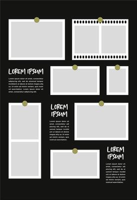 Pictures or photos frame collage. comics page grid layout abstract photo frames and digital photo wall template