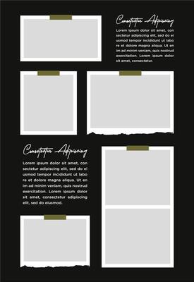 Pictures or photos frame collage. comics page grid layout abstract photo frames and digital photo wall template