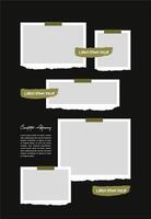 Pictures or photos frame collage. comics page grid layout abstract photo frames and digital photo wall template vector