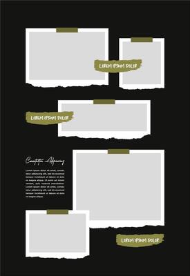 Pictures or photos frame collage. comics page grid layout abstract photo frames and digital photo wall template
