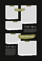 Pictures or photos frame collage. comics page grid layout abstract photo frames and digital photo wall template vector