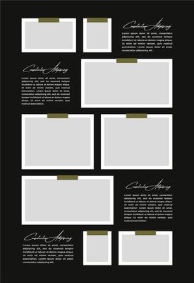 Pictures or photos frame collage. comics page grid layout abstract photo frames and digital photo wall template