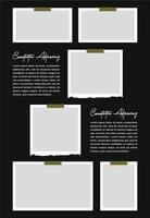 Pictures or photos frame collage. comics page grid layout abstract photo frames and digital photo wall template vector