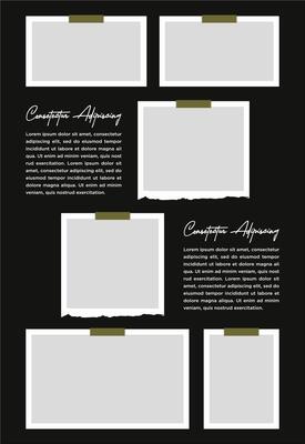 Pictures or photos frame collage. comics page grid layout abstract photo frames and digital photo wall template