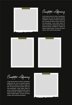 Pictures or photos frame collage. comics page grid layout abstract photo frames and digital photo wall template