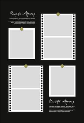 Pictures or photos frame collage. comics page grid layout abstract photo frames and digital photo wall template