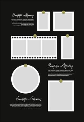 Pictures or photos frame collage. comics page grid layout abstract photo frames and digital photo wall template