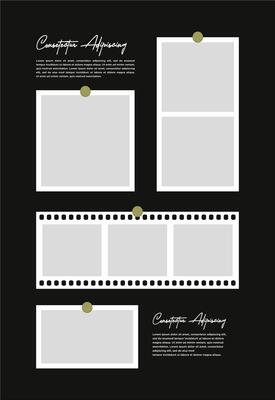 Pictures or photos frame collage. comics page grid layout abstract photo frames and digital photo wall template