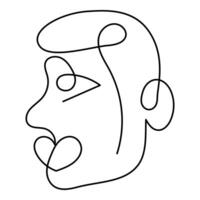 One line art face man, modern contemporary minimalist abstract man portrait. Continuous one line drawing faces vector