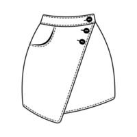 Skirt women's, technical drawing. Mini skirt isolated on a white background. Fashion women clothes vector