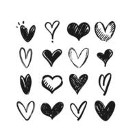 Heart shaped doodles. Hand drawn vector hearts. Valentine's Day illustration symbols.