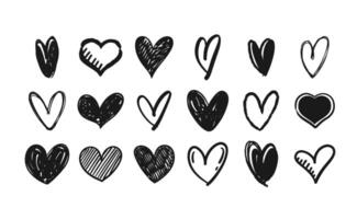 Heart shaped doodles. Hand drawn vector hearts. Valentine's Day illustration symbols.