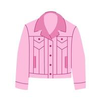 Pink denim jacket. Element of a spring summer look. Vector illustration.