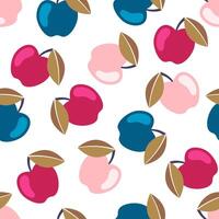 Apple seamless pattern. Fruit seamless apple background. Juicy cute pattern. Vector illustration