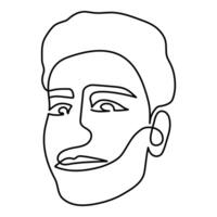 One line art face man, modern contemporary minimalist abstract man portrait. Continuous one line drawing faces vector