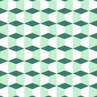 Seamless pattern design with cube geometric squares, 3D effect with white and green colors. vector