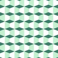 Seamless pattern design with cube geometric squares, 3D effect with white and green colors. vector