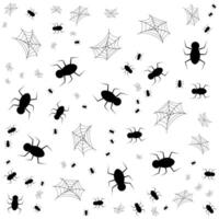 pattern of spiders and spider webs on white background vector