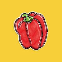 red bell pepper illustration vector design in a yellow background