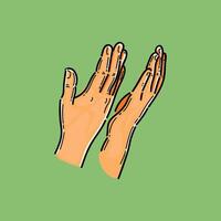 moslem pray hand sign clipart illustration vector design isolated in green background