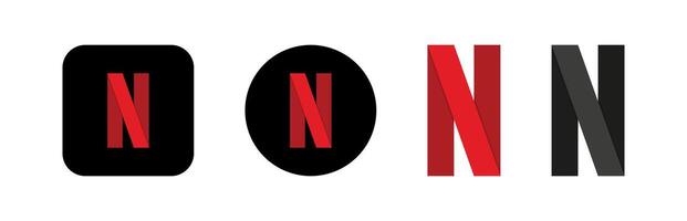Circle Netflix logotype icon. Streaming platform. Film, cinema, serial site. Social media app. Network application. Popular editorial brand. Vector illustration.