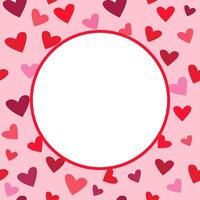 Round frame with hearts.  Red and pink confetti in the shape of hearts form a round frame. It is used as a design element for Valentine's Day. Stock illustration vector