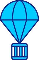 paracaídas azul lleno icono vector