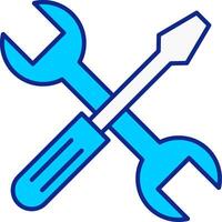 Cross Wrench Blue Filled Icon vector