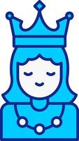 princesa azul lleno icono vector