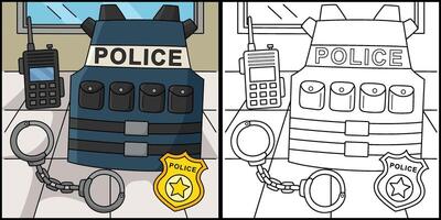 Police Officer Equipment Coloring Illustration vector