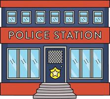 Police Station Cartoon Colored Clipart vector