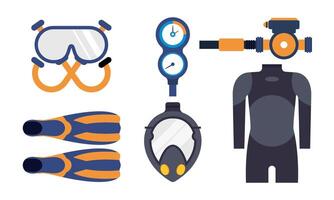 Elements for spearfishing diving underwater protective sea diver equipment vector professional