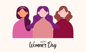 International women day. Female diverse faces of different ethnicity poster vector