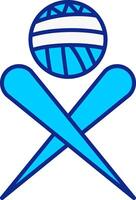 Knitting Needles Blue Filled Icon vector
