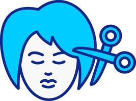 mujer pelo azul lleno icono vector