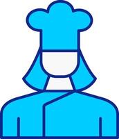 dama cocinero azul lleno icono vector