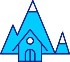 montaña casa azul lleno icono vector