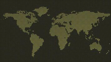 Halftone world map background - vector circle pattern illustration