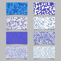 Blue diagonal square pattern mosaic card background template set vector