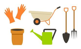 Garden tool vector gardening equipment log