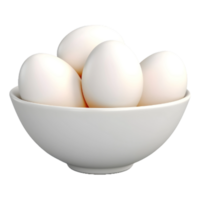 ai generado 3d representación de un blanco huevos en un cuenco en transparente antecedentes - ai generado png