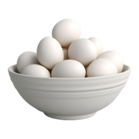ai genererad 3d tolkning av en vit ägg i en skål på transparent bakgrund - ai genererad png