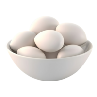 ai generado 3d representación de un blanco huevos en un cuenco en transparente antecedentes - ai generado png